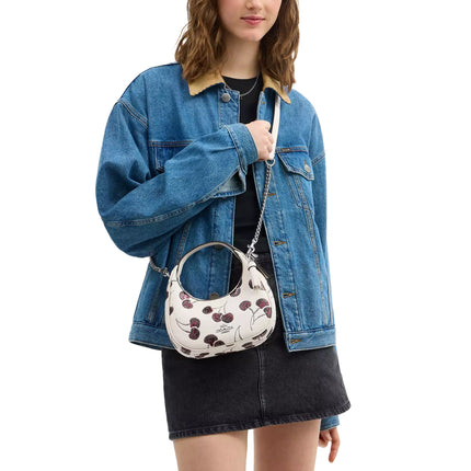 Coach Women's Carmen Mini Crossbody Bag With Cherry Print White/Silver