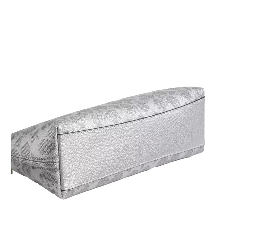 Coach Women's Charlotte Shoulder Bag In Signature Canvas Silver/Gray/Silver