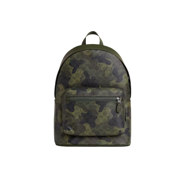 Coach Unisex West Backpack In Signature Camo Print Qb/Dark Shamrock Multi