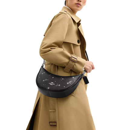 Coach Women's Aria Shoulder Bag With Star Print Silver/Black Multi