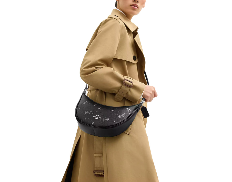 Coach Women's Aria Shoulder Bag With Star Print Silver/Black Multi