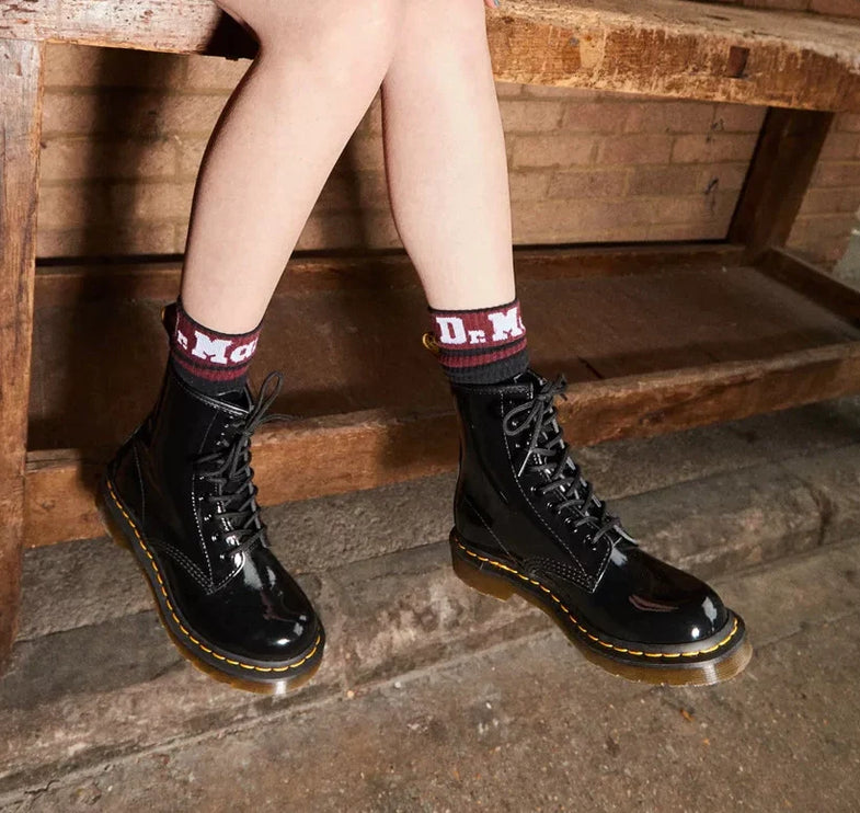 Dr. Martens Unisex 1460 Patent Leather Lace Up Boots Black