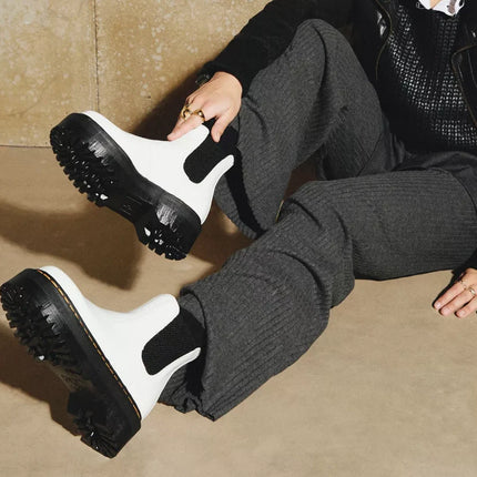 Dr. Martens 2976 Smooth Leather Platform Chelsea Boots White