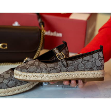 Coach Women's Mary Jane Espadrille In Signature Jacquard Oak/Maple