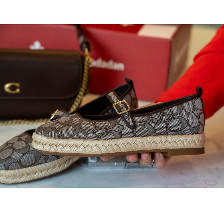 Coach Women's Mary Jane Espadrille In Signature Jacquard Oak/Maple