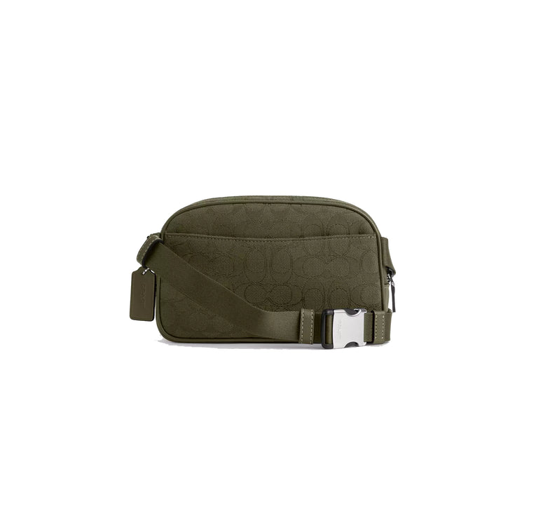 Coach Women's Pace Belt Bag In Signature Jacquard Silver/Olive Drab/Olive Drab