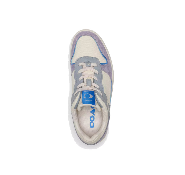 Coach Women's C201 Low Top Sneaker In Signature Canvas Chalk/Soft Purple