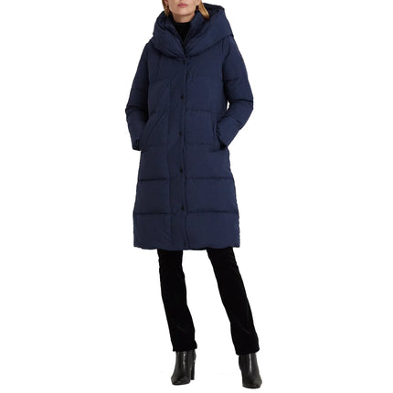 Polo Ralph Lauren Women's Oversize Collar Quilted Down Coat Navy