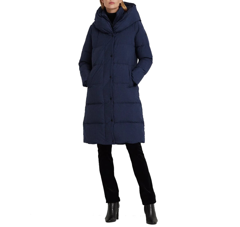 Polo Ralph Lauren Women's Oversize Collar Quilted Down Coat Navy