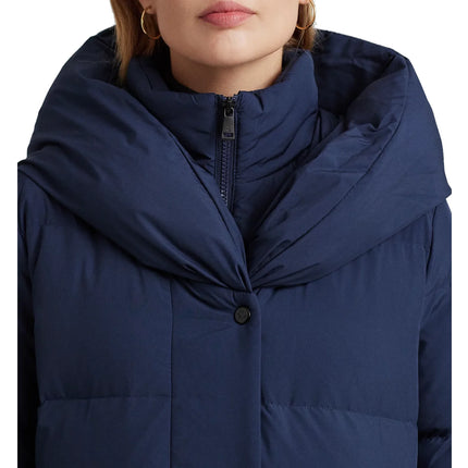 Polo Ralph Lauren Women's Oversize Collar Quilted Down Coat Navy