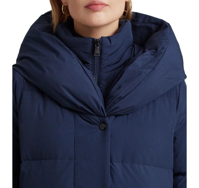 Polo Ralph Lauren Women's Oversize Collar Quilted Down Coat Navy