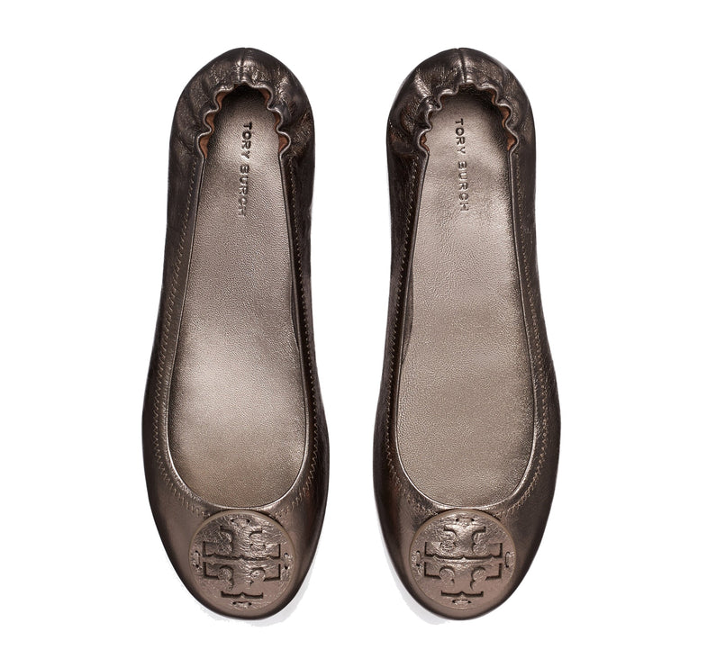 Tory Burch Women's Minnie Travel Ballet Spring Pewter