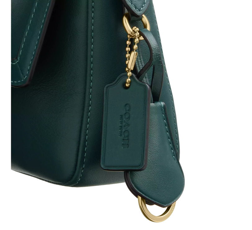 Coach Women's Etta Small Flap Shoulder Bag Gold/Teal Ink