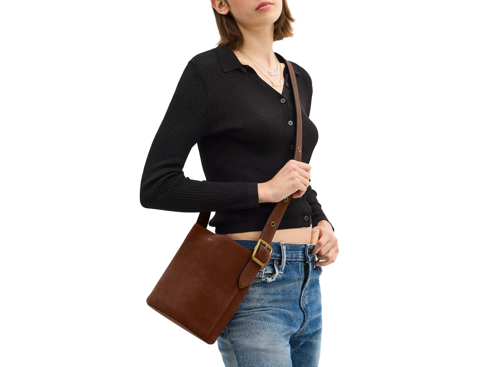 Coach Women's Bleecker Bucket Bag 21 Suede/Brass