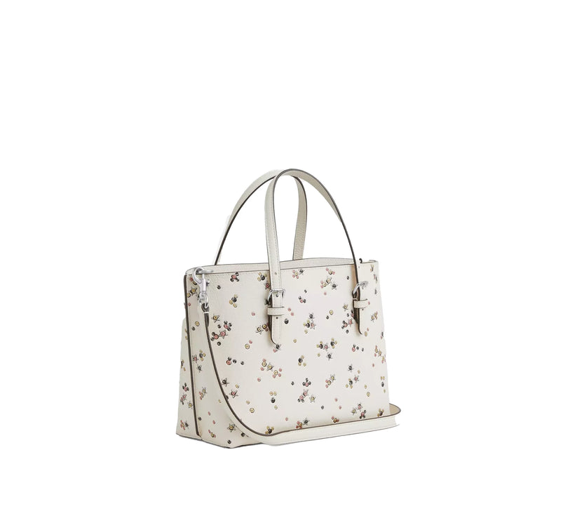 Coach Women's Mollie Tote Bag 25 With Star Print Novelty Leather/White/Silver