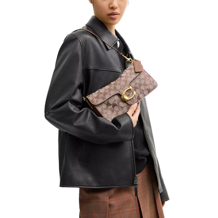 Coach Women's Tabby Shoulder Bag 26 In Crystal Signature Jacquard Brass/Mushroom