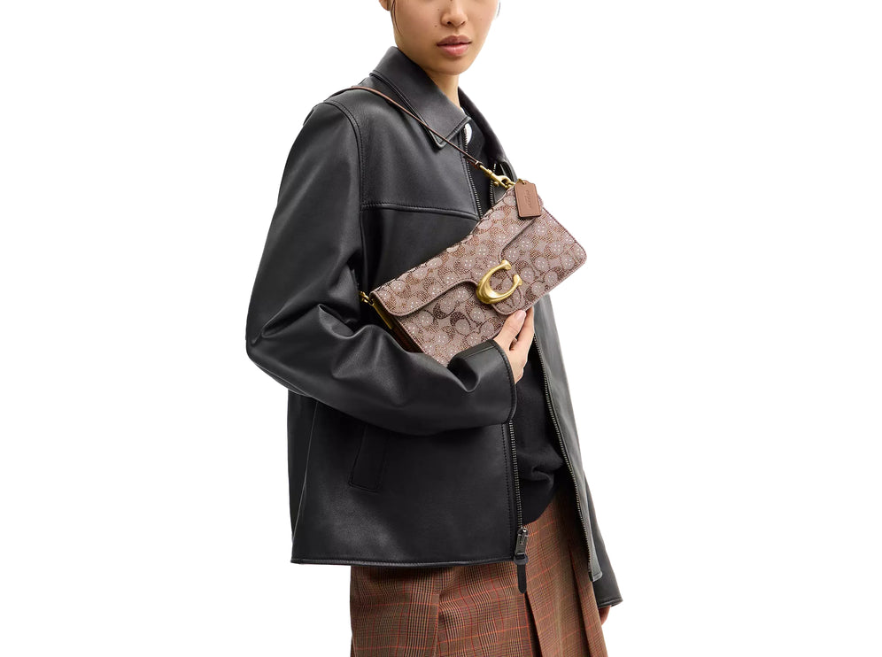 Coach Women's Tabby Shoulder Bag 26 In Crystal Signature Jacquard Brass/Mushroom