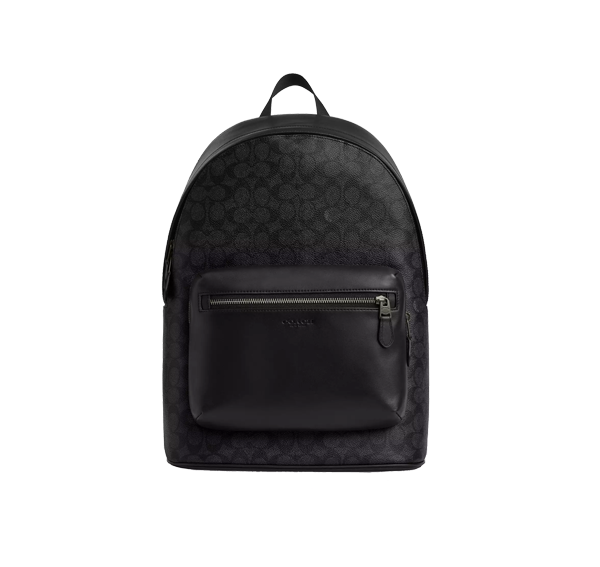 Coach Unisex West Backpack In Signature Canvas Gunmetal/Charcoal/Black