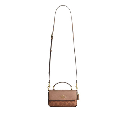 Coach Women's Mini Josie Top Handle Bag In Signature Canvas Gold/Brown/Copper