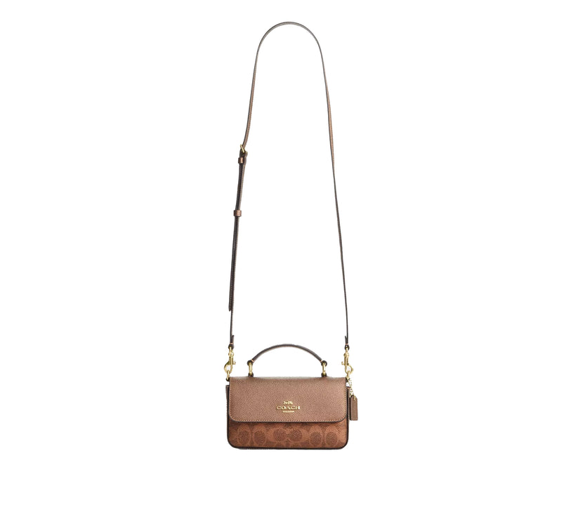 Coach Women's Mini Josie Top Handle Bag In Signature Canvas Gold/Brown/Copper