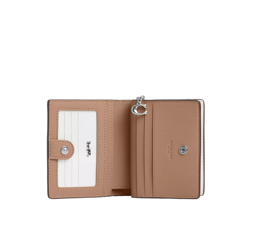 Coach Women's Snap Wallet With Cherry Print Silver/Chalk Multi