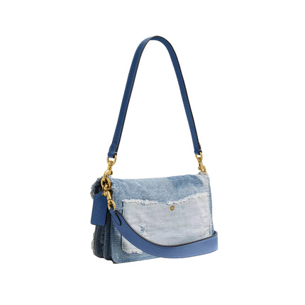 Coach Women's Tabby Shoulder Bag 26 With Repurposed Denim Patchwork Brass/Denim