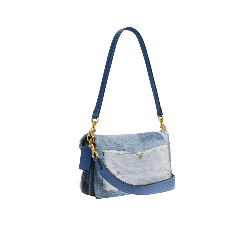 Coach Women's Tabby Shoulder Bag 26 With Repurposed Denim Patchwork Brass/Denim