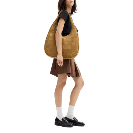 Coach Women's Alter/Ego Large Crescent Shoulder Bag In Upcrafted Suede upcrafted™ Leather/Sand Suede