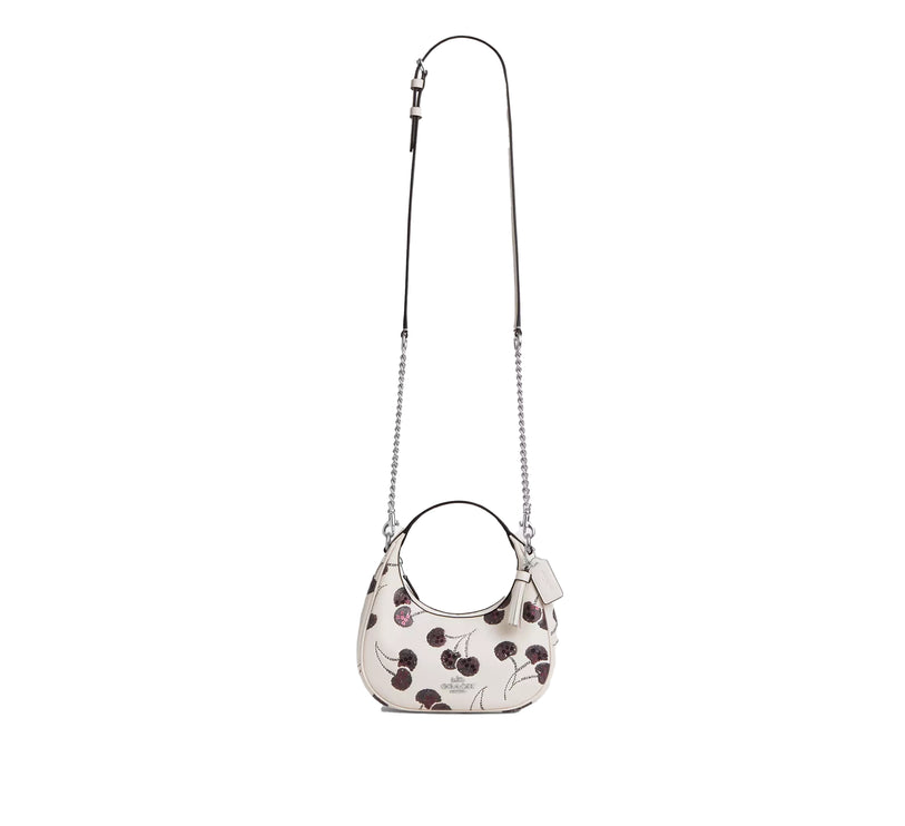 Coach Women's Carmen Mini Crossbody Bag With Cherry Print White/Silver