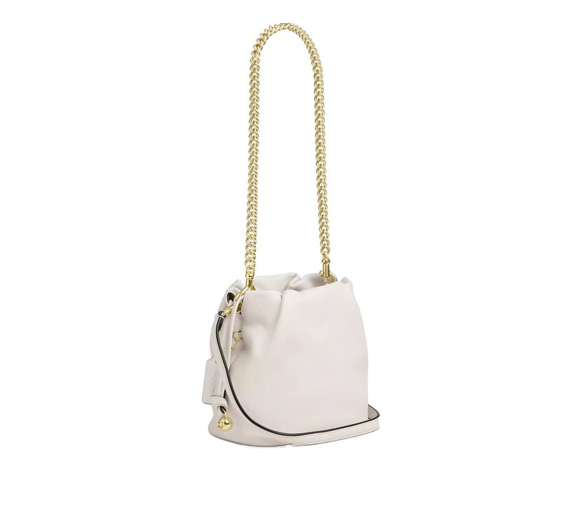Coach Women's Faye Mini Drawstring Bag With Ruching Gold/Chalk