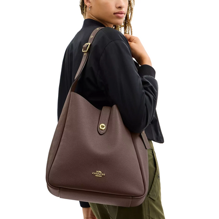 Coach Women's Hadley Large Shoulder Bag Gold/Dark Stone