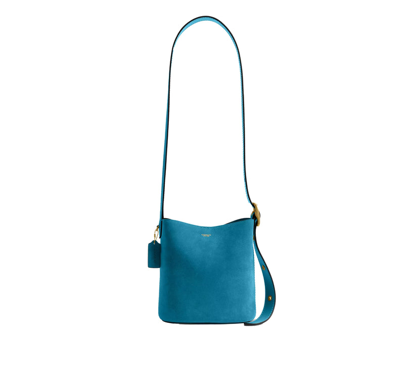 Coach Women's Bleecker Bucket Bag 21 Suede/Dark Brass/Sea Blue