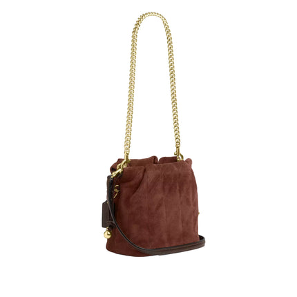 Coach Women's Faye Mini Drawstring Bag With Quilting Suede Gold
