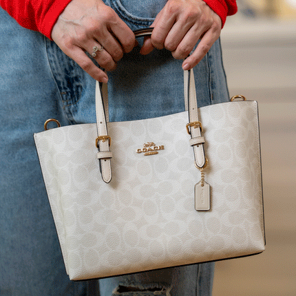 Coach Women's Mollie Tote Bag 25 In Signature Canvas Gold/White/Chalk