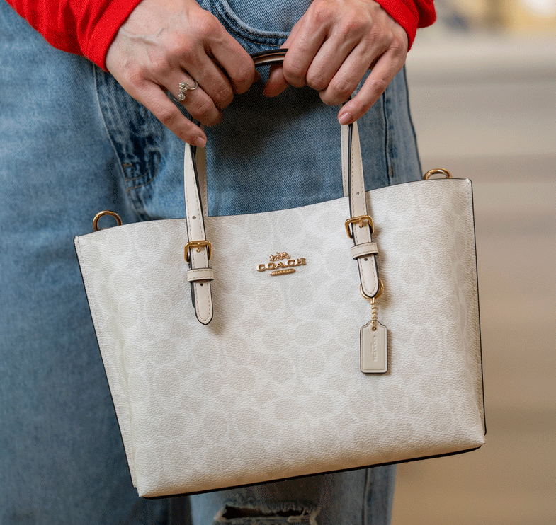 Coach Women's Mollie Tote Bag 25 In Signature Canvas Gold/White/Chalk