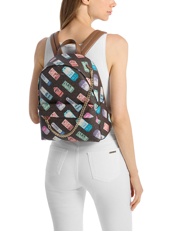 Michael Kors Women's Slater Medium Printed Signature Logo Backpack Brown