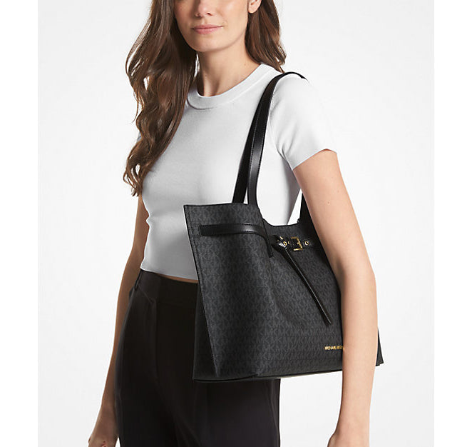 Michael Kors Women's Emilia Large Logo Tote Bag Black