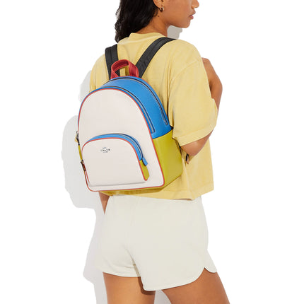 Coach Women's Court Backpack In Colorblock Silver/Chalk Multi