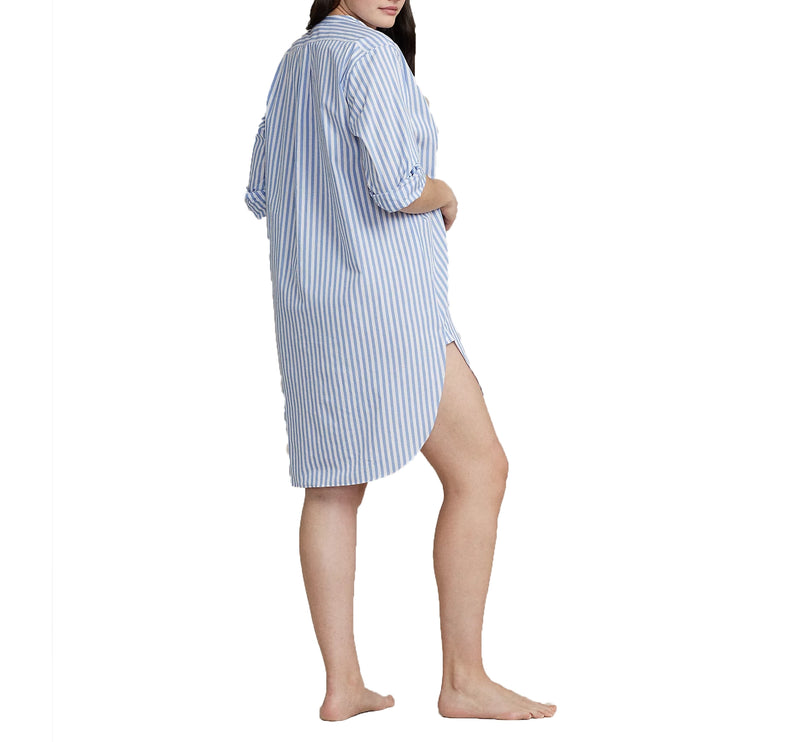 Polo Ralph Lauren Women's Striped Poplin Sleep Shirt Cabana Stripe