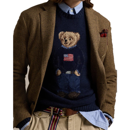 Polo Ralph Lauren Men's Polo Bear Cotton-Linen Sweater Bear Navy