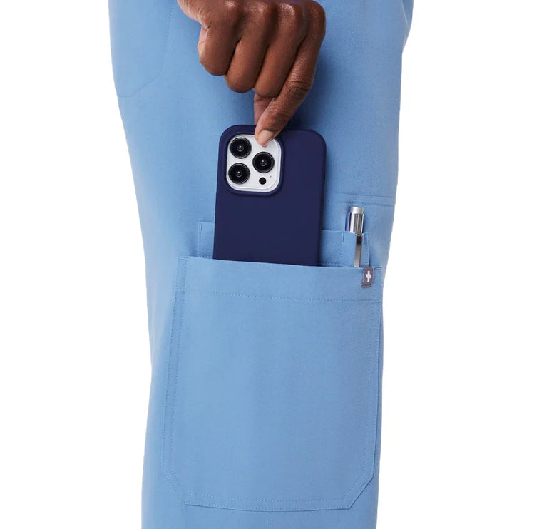 FIGS Women's High Waisted Isabel Wide Leg Scrub Pants Ceil Blue