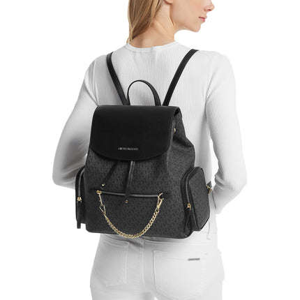 Michael Kors Women's Jet Set Large Logo Backpack Black/Gold