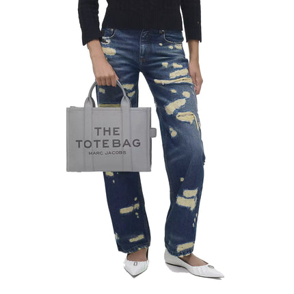 Marc Jacobs Women's The Leather Medium Tote Bag Wolf Grey - Hemen Kargoda