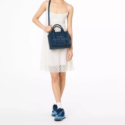 Marc Jacobs Women's The Leather Small Tote Bag Blue Sea