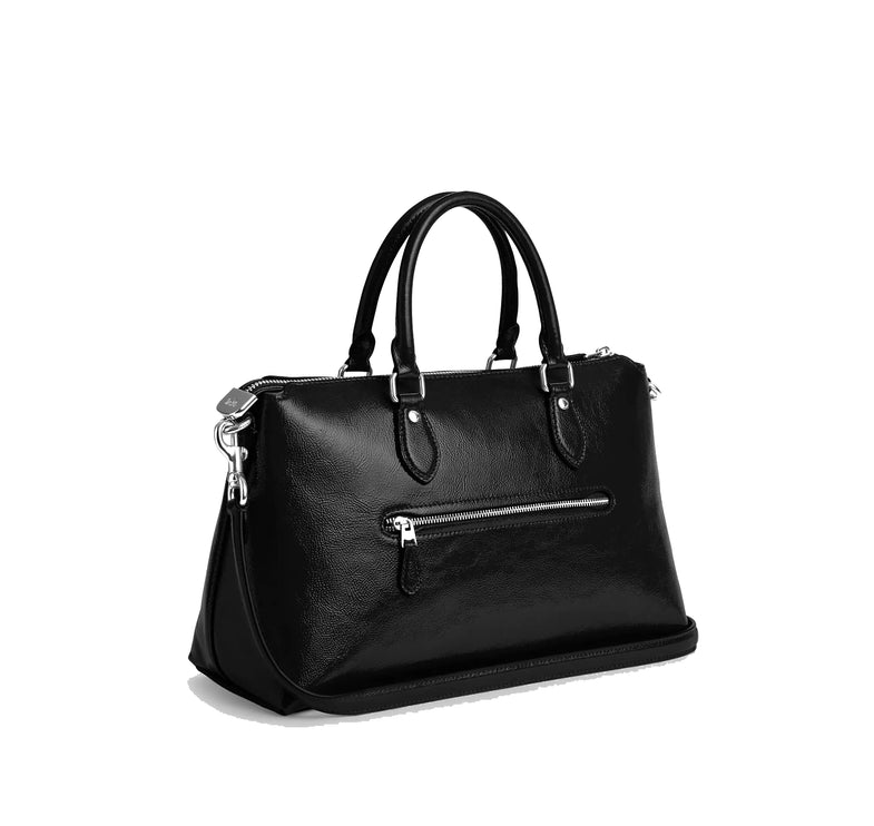 Coach Women's Georgia Satchel Bag Silver/Black