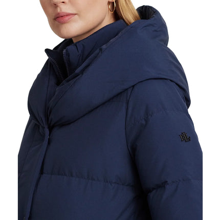 Polo Ralph Lauren Women's Oversize Collar Quilted Down Coat Navy