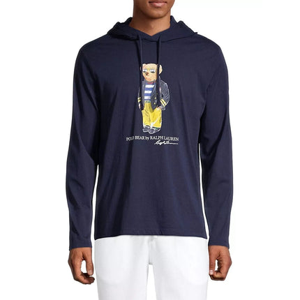Polo Ralph Lauren Men's Polo Bear Jersey Hooded Long T-Shirt Navy
