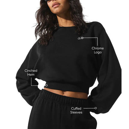 alo Women's Cropped Accolade Crewneck Black
