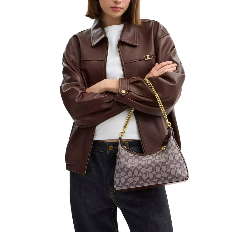 Coach Women's Juliet Shoulder Bag 25 In Signature Jacquard Brass/Oak Maple