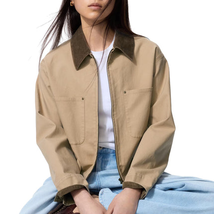 Uniqlo Women's Zip-Up Short Jacket 32 Beige